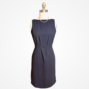 Vintage Esprit Sheath Dress Womens 5/6 Black Wrap Back Boat Neck Sleeveless